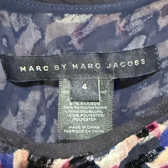Marc by Marc Jacobs EUC Sz 4 Sleeveless Graphic Design Velvet Devore Dress (533) - Picture 11 of 14